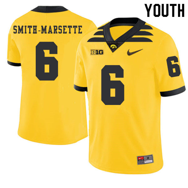2019 Youth #6 Ihmir Smith-Marsette Iowa Hawkeyes College Football Alternate Jerseys Sale-Gold - Click Image to Close